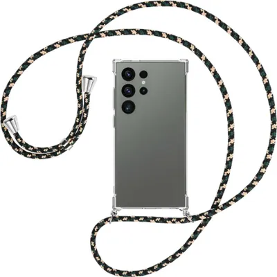 Produktbild von Handykette Backcover-Schutzhülle mit Band (Metall silberfarben) für Samsung Galaxy S24 Ultra - camouflage