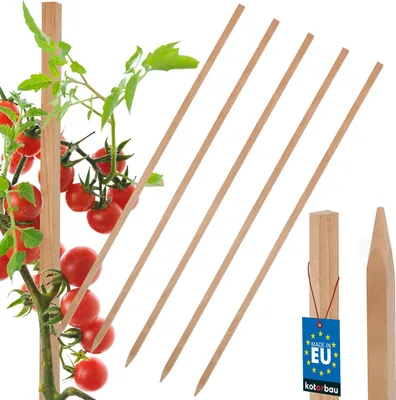 Produktbild von KOTARBAU® 5er Set Pflanzstäbe 80cm Tomaten & Gurken Rankhilfe Tomatenstäbe Holzpfähle Holzstäbe Pflanzenstütze Holzpfosten  aus Buchenholz Natürlich