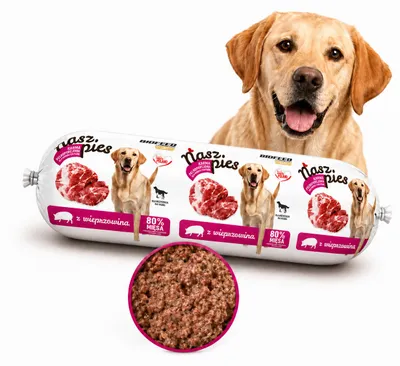 Zdjęcie produktu dla BIOFEED Nasz Pies moka karma dla psa 80% mięsa Baton z Wieprzowiną 1kg, Obraz wygenerowany przez AI