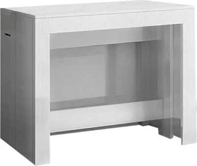 Produktbild von Ausziehbarer Esstisch Dguigo, Ausziehbare Konsole bis zu 12 Sitzplätzen, Tisch mit Verlängerungshalter, 100%  Italy, cm 51/300x90h77, Lärche weiß glänzend