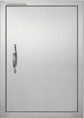 Zdjęcie produktu dla Drzwi do wyspy grillowej, 457 x 610 x 45 mm - Drzwi do kuchni zewnętrznej ze stali nierdzewnej - Pionowe drzwi ścienne z uchwytem - Montaż podtynkowy - Stacja grillowa/szafka zewnętrzna