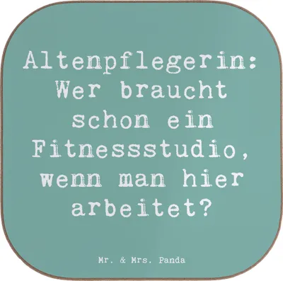 Produktbild von Mr. & Mrs. Panda Untersetzer für Gläser Spruch Altenpflegerin Fitness - Meeresbrise - Geschenk, Pflegepersonal, bieruntersetzer, gläseruntersetzer, Tischschoner, Beruf