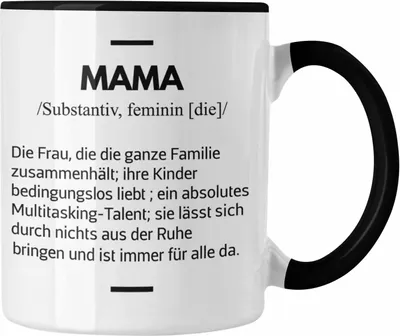 Produktbild von Trendation - Mama Tasse Geschenk für Mutter von Kinder Sohn Tochter Muttertag Muttertagsgeschenk Beste Mama Danke Weihnachten Geburtstag Kaffeetasse (Schwarz)