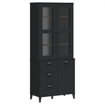 Produktbild von Highboard VIKEN Schwarz 80x40x190 cm Massivholz Kiefer