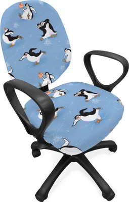 Produktbild von ABAKUHAUS Cartoon-Tier Bürostuhl Schonbezug, Skating Penguins, dekorative Schutzhülle aus Stretchgewebe, Mehrfarbig