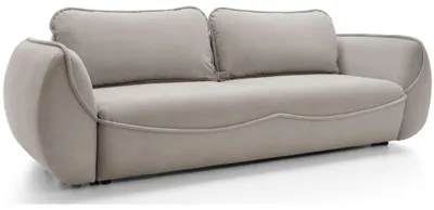 Produktbild von Selsey Cutie – Sofa 3-Sitzer mit Schlaffunktion & Stauraum, Easy-Clean Velours, beige