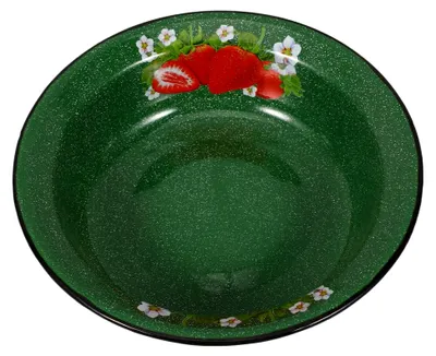 Produktbild von Vintage Emaille-Schüssel mit Erdbeermuster für die Küche