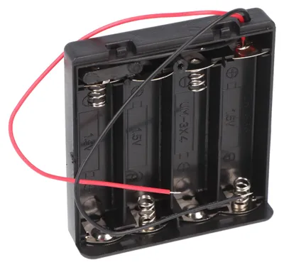 Immagine prodotto di Portabatterie per 4 batterie Mignon con coperchio e interruttore, cavi con estremità libere, idrorepellente