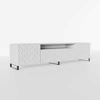 Produktbild von MEBLINI TV-Schrank 200cm Lang - Fernsehschrank - TV Lowboard Industrial - Unterschrank für Fernseher - TV-Unterschrank - TV-Schrank - CALIO - 200x41x53cm - Weiß Matt