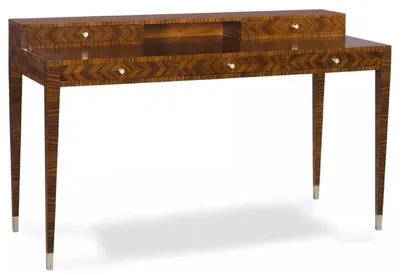 Produktbild von Casa Padrino Luxus Art Deco Schreibtisch mit 5 Schubladen Braun / Silber 140 x 55 x H. 86 cm - Massivholz Bürotisch - Büro Möbel - Art Deco Möbel - Luxus Möbel