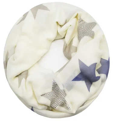 Produktbild von Glamexx24 Loop schal leichter Langschal Sterne Muster Schlauchschal Strass Tuch