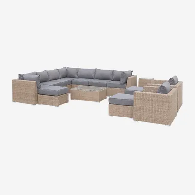 Immagine prodotto di Salotto da giardino premium in resina intrecciata, 12-14 posti, Beige