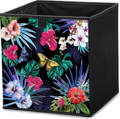 Produktbild von Textil-Aufbewahrungsbox Muster Blumen 31x31x31