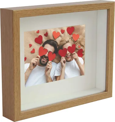 Obrázek produktu pro BD ART Box 3D 21x30 cm rámeček na obrazy, čtvercový dubový rám na výplň, hlubší na předměty, suvenýry 3 cm, k zavěšení na stěnu nebo na pracovní stůl