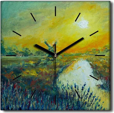 Produktbild von Coloray Uhr auf Leinwand 30x30 cm Wand Uhr Dekoration Wohnzimmer Segeltuch schwarze Hände -Abstraktion Kunstkunst