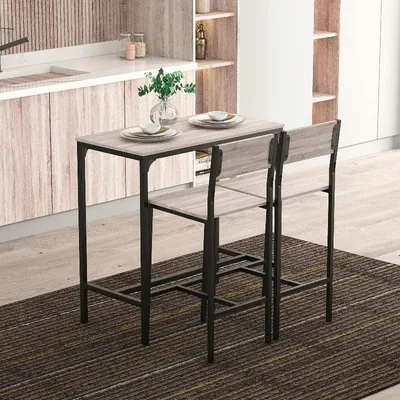 Produktbild von Esstisch-Set – Bartisch – Ecktisch – Küchentisch – Barhocker – MDF, Schwarz – Inklusive 2 Stühle