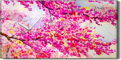 Produktbild von Wandbild Leinwand Bilder mit Uhr Geräuschlos 60x30 Aquarell Malerei Baum blätter - weiße Hände