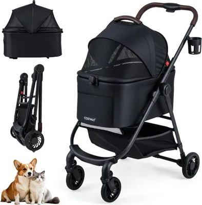 Produktbild von 3-in-1-Haustierbuggy mit abnehmbarer Transportbox und verstellbarem Verdeck