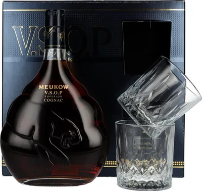Produktbild von Meukow V.S.O.P Superior Cognac 40% Vol. 0,7l in Geschenkbox mit 2 Gläser