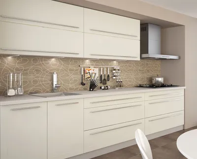 Produktbild von Küchenzeile KVANTUM Küchenblock 240cm grau Front MDF vanille matt Teilauszug