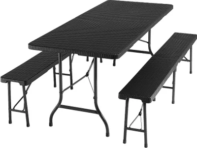 Produktbild von Campingtischgarnitur Vani klappbar in Rattanoptik - schwarz-Rattanoptik