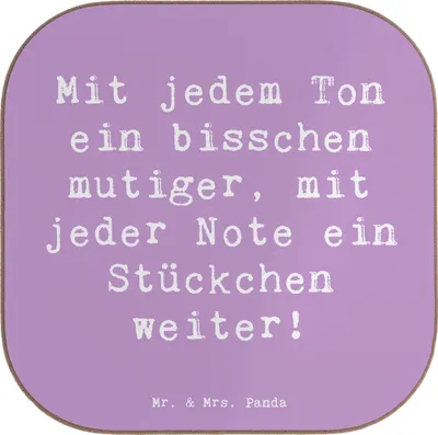 Produktbild von Mr. & Mrs. Panda Tischschoner Spruch Ein neues Musikinstrument lernen - Lavendeltraum - Geschenk, Trost, Herausforderung, Zuversicht, Tassenuntersetzer, Coaster, mutiger