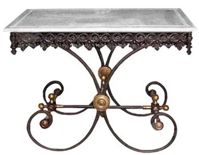 Produktbild von Casa Padrino Nostalgie Gartentisch aus Schmiedeeisen mit weißer Marmorplatte - 100 cm x 67 cm x H75 cm - Luxus Gartenmöbel