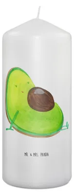 Produktbild von Mr. & Mrs. Panda Kerze Avocado Schwangerschaft 19 x 8 cm - Weiß - Geschenk, Gesund, Blockkerze, Stumpenkerze, Geburt, Bedruckte, Schwanger, Zylinderkerze, Wunder