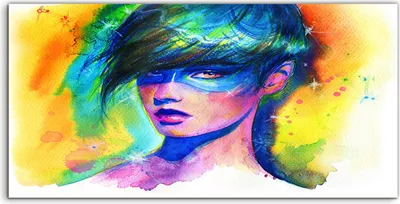 Produktbild von Coloray Acrylbild 140x70  Wandbild Acrylbilder Fantasie Galaxie Mädchen Aquarell