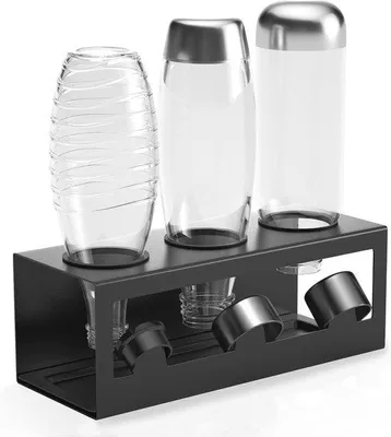 Produktbild von Famanu Flaschenhalter für SodaStream - Abtropfgestell für 3 Flaschen mit Silikon-Schutzhüllen