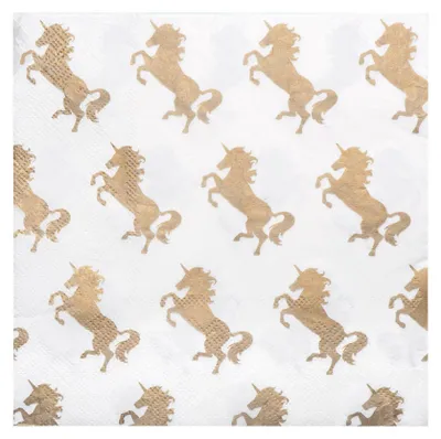 Image de 20 serviettes en papier - Motif licorne - env. 33 x 33 cm