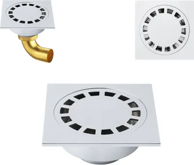 Produktbild von Messing Bodenablauf mit Gitter, Messing Chrom 100x100mm