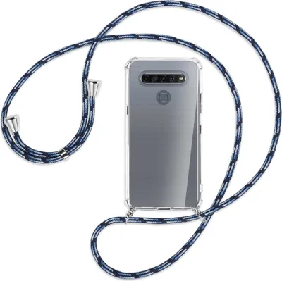 Produktbild von Handykette Backcover-Schutzhülle mit Band (Metall silberfarben) für LG K61 LM-Q630 - Blautöne