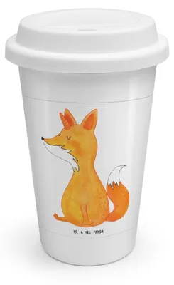 Produktbild von Mr. & Mrs. Panda Thermobecher Einhorn Wunsch - Weiß - Geschenk, Fuchs, Coffee To Go Becher, Unicorn, Füchse, Fuchshörnchen, Thermokaffeebecher, Kaffeebecher, Einhörner