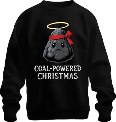 Zdjęcie produktu dla COAL POWERED CHRISTMAS – zabawna bluza z nadrukiem „Węgielowe Święta Bożego Narodzenia”, prezent w stylu retro, uni , kolor czarny, rozmiar S
