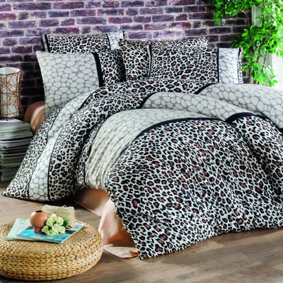 Produktbild von Bettwäsche Bettgarnitur Bettbezug Bedruckt  Baumwolle 135x200 155x220 200x200, Größe:135 x 200 cm, Design Bettwäsche:Leopar