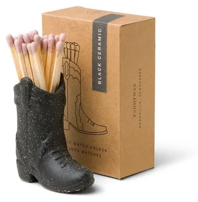 Productafbeelding van Paddywax NASVILLE COWBOY luciferhouder + 25 lucifers - zwart