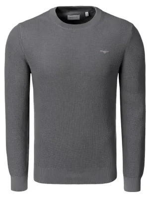 Immagine prodotto di Maglione da uomo Gant, in cotone microtesturizzato, colletto a V, colore grigio melange scuro, taglia M