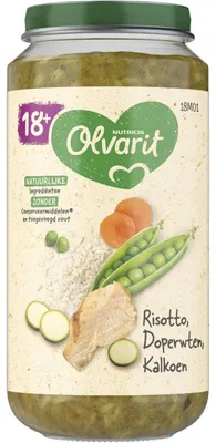 Immagine prodotto di Olvarit Risotto con piselli e tacchino Baby Porridge 18 mesi+ 250g