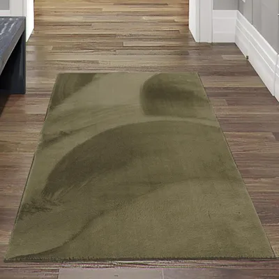 Produktbild von Teppich grün samtig weich Hasenfell-Optik mit sanftem Glanz Größe - 80 x 150 cm