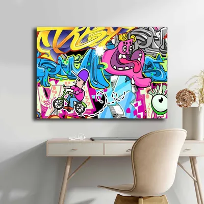 Image de Wallity, 70100POP-004, Peinture décorative sur toile, Multicolore, 100 % TOILE, 70 x 100 cm
