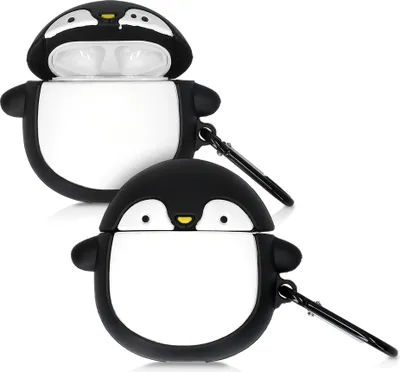Produktbild von kwmobile Hülle kompatibel mit Apple Airpods 1 & 2 Hülle - Silikon Kopfhörer Schutzhülle Case Cover Schwarz Weiß Gelb
