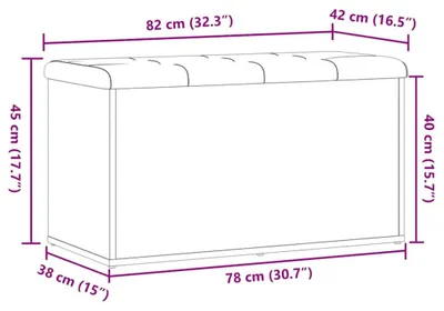 Image de Banc à chaussures - Banc de rangement - Banc d'entrée - Banc avec assise - Rangement à chaussures - Aspect bois, chêne artisanal - Compact, 82x42x45 cm