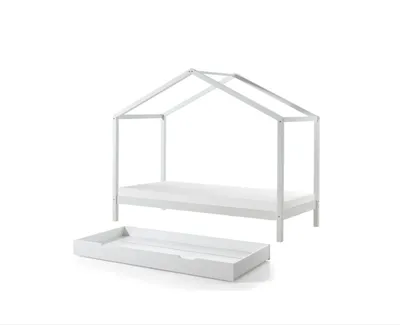 Produktbild von Hausbett >DALLAS< in Weiß aus Massive Kiefer - 210x170x97cm (BxHxT)
