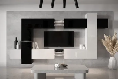 Produktbild von Furnitech Wohnwand Wohnzimmer - Wohnzimmer Schrankwand (AN91NEW-21BW-HG4)