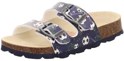 Produktbild von Superfit Fussbettpantoffel Jungen Pantolette mit Fußballmotiv Blau/Mehrfarbig, 1-800111-8110 - Gr. 33