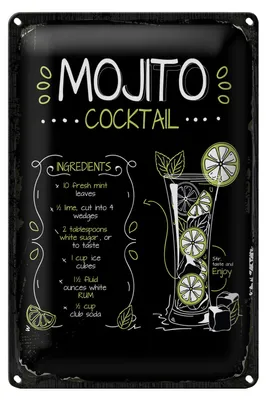Produktbild von Blechschild Rezept Mojito Cocktail Recipe 18x12cm