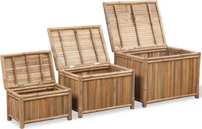Image de The Living Store Coffres de rangement 3 pcs. Bambou