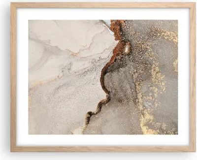 Produktbild von Gerahmtes Poster - Rahmen in heller Eiche - Stein Sand Abstraktion - 50x40 cm - Wand Bild - Wanddeko - Wandbilder - Kunstposter - Wandposter - Bilderrahmen - Bilder - Kunstdruck - P2NAA50x40-4778