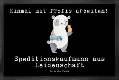 Produktbild von Mr. & Mrs. Panda Schmutzfangmatte Speditionskaufmann Leidenschaft 50 x 75 cm - Schwarz - Geschenk, fußmatte, Fußabtreter, Haustürmatte, Fussmatte, Bodenvorleger